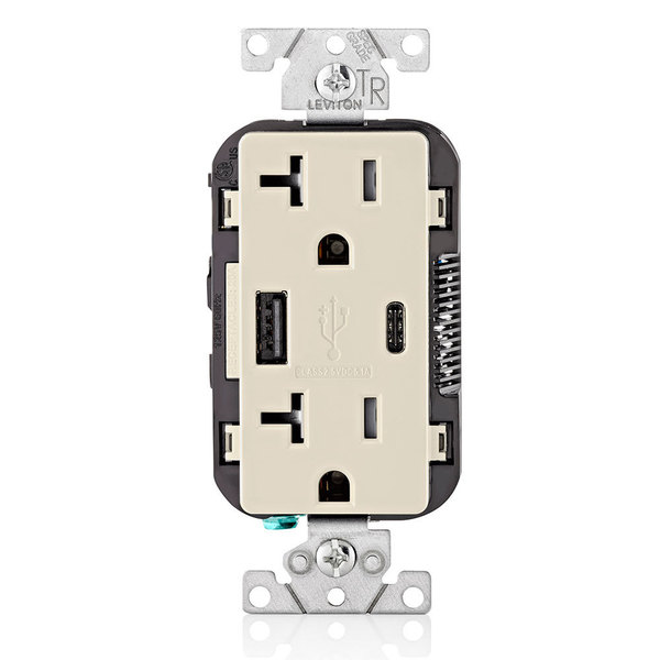 Leviton ELECTRICAL RECEPTACLES LA COMBDUP REC TYPE AC USBPT CHGR20A125V T5833-T